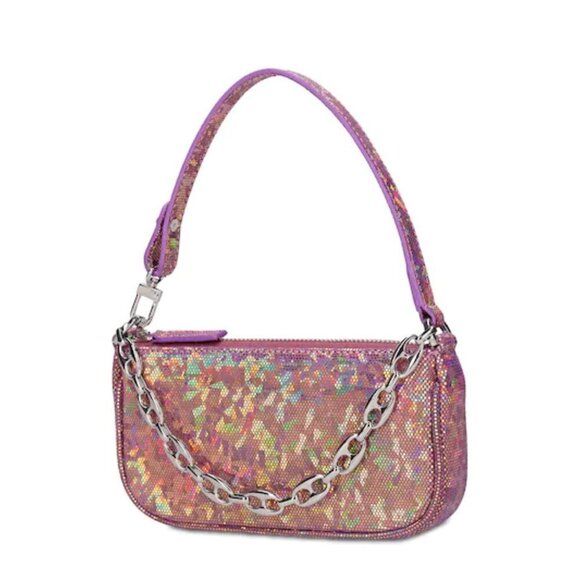 BY FAR Mini Rachel Hologram Shoulder Bag- Color Disco Violet - Picture 2 of 8